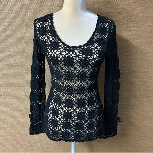 Rampage Crochet Sweater Women’s Large Black
